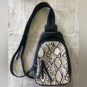 Black and Snake Print Women's Bag